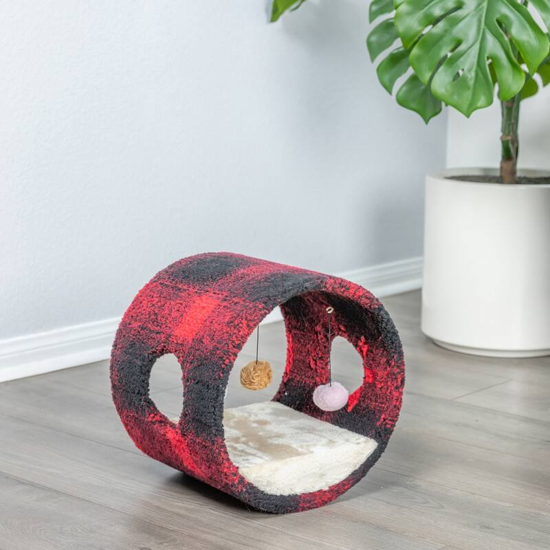 Real Wood Cat Hideaway Tunnel, Scotch Plaid
