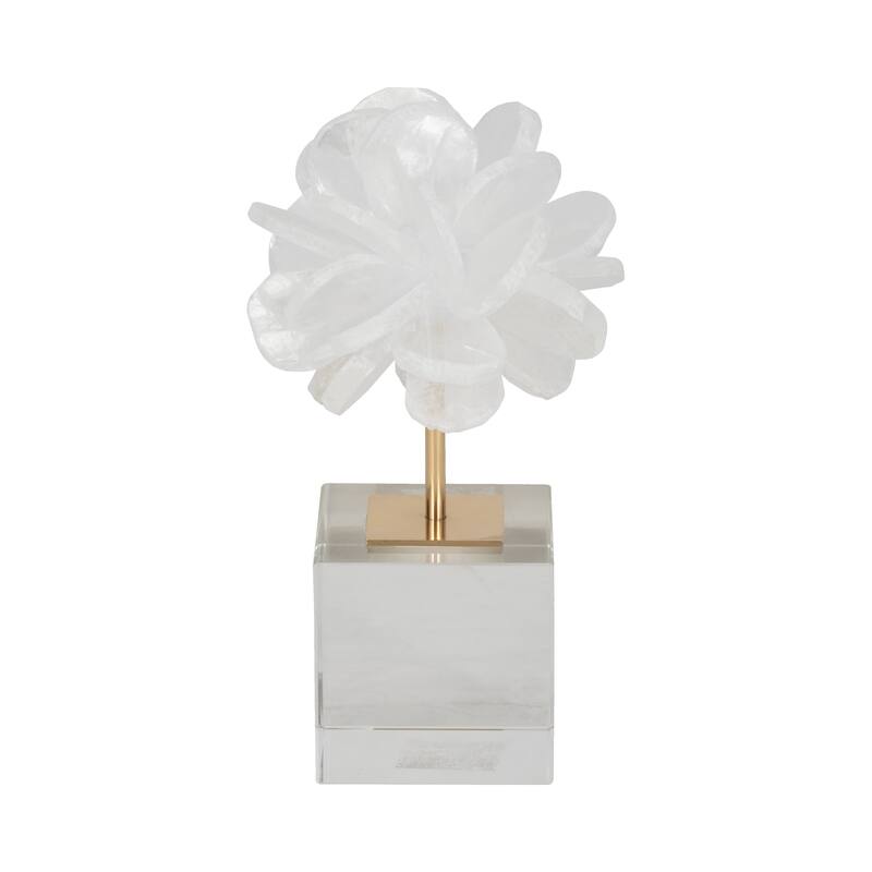 Sagebrook Home JLiliana Crystal Flower Statuary, Perfect for Decor