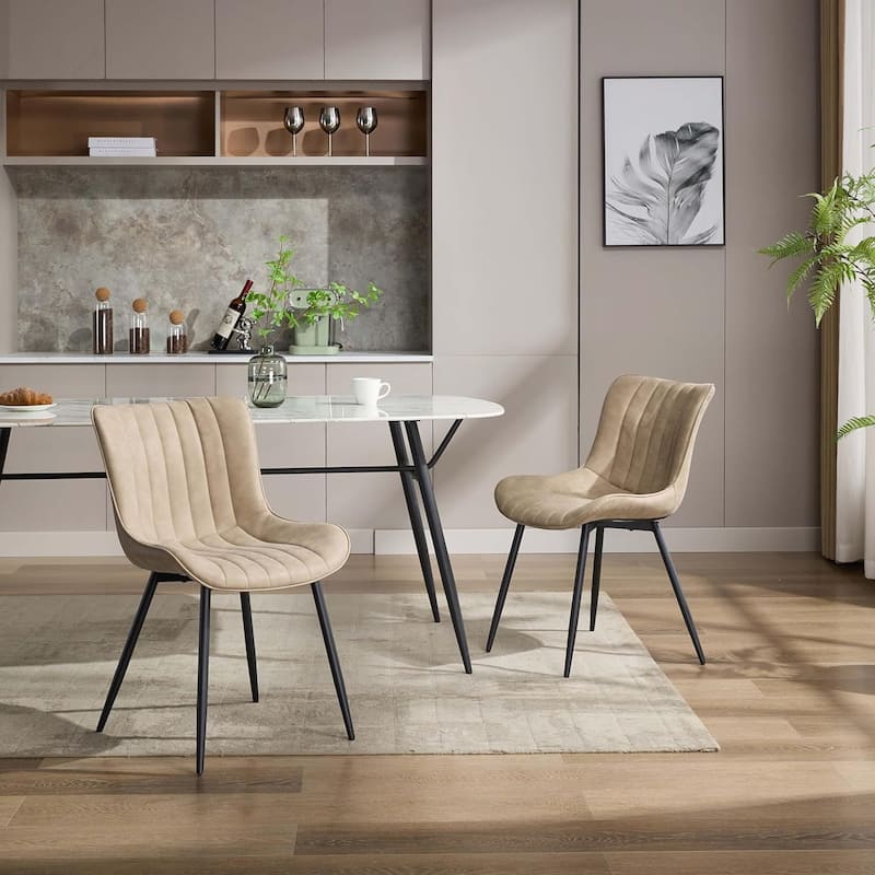 Upholstered Dining Chairs Set of 2, Mid Century Modern Armless Kitchen Chair