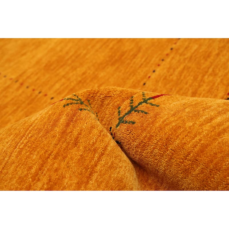 ECARPETGALLERY Hand Loomed Kashkuli Gabbeh Light Orange Wool Rug - 4'11 x 8'0