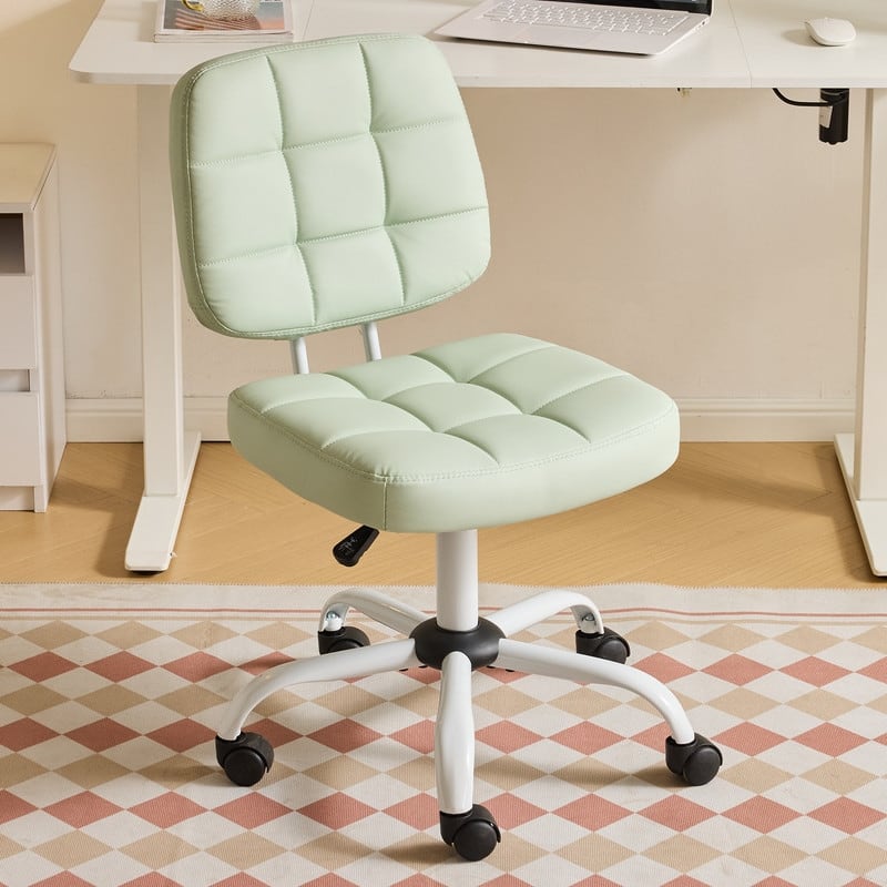 22.1 Inch Upholstered PU Lattice Swivel Office Chair - Green