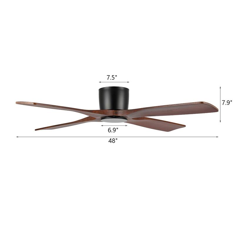 MLiAN 48" 4 Blades Indoor DC Flush Mount Ceiling Fan with Remote