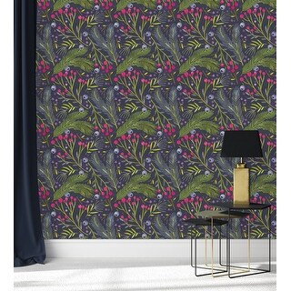 Dark Wallpaper with Berries Peel and Stick and Prepasted - Bed Bath ...