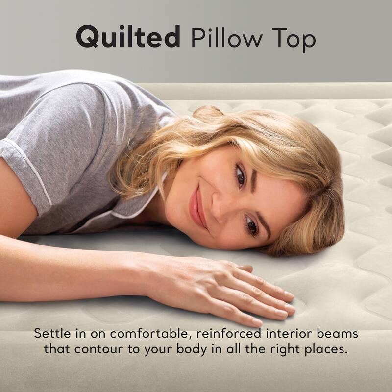 Intex 64427ED Dura-Beam Deluxe Ultra Plush Air Mattress w/Built-in Pump, Queen - Beige