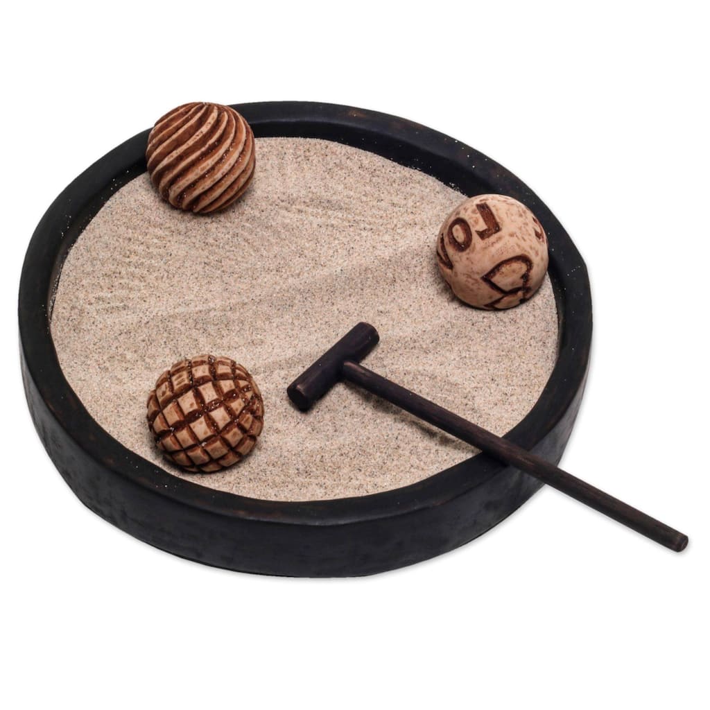 NOVICA Meditation Romance, Wood zen garden