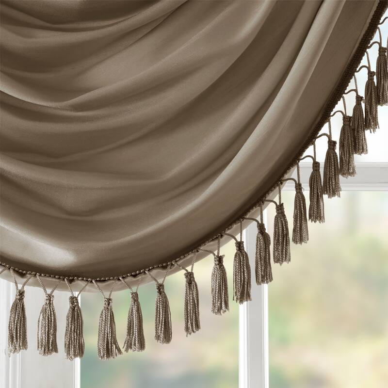 Madison Park Juline Faux Silk Waterfall Embellished Valance - 38 x 46"