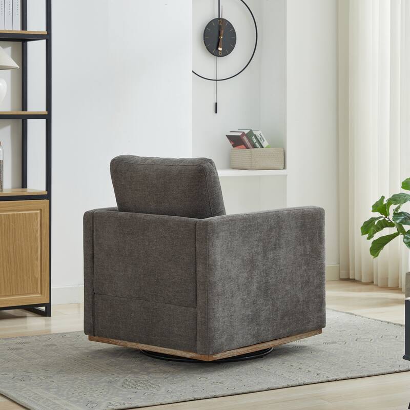 Chenille Swivel Accent Chair (Square Design)