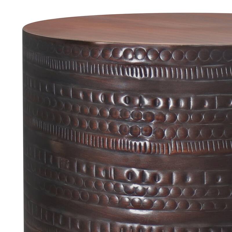 WYNDENHALL Jean 15" Wide Tribal Pattern Metal Accent Table & Assembled - 15"w x 15" d x 20" h