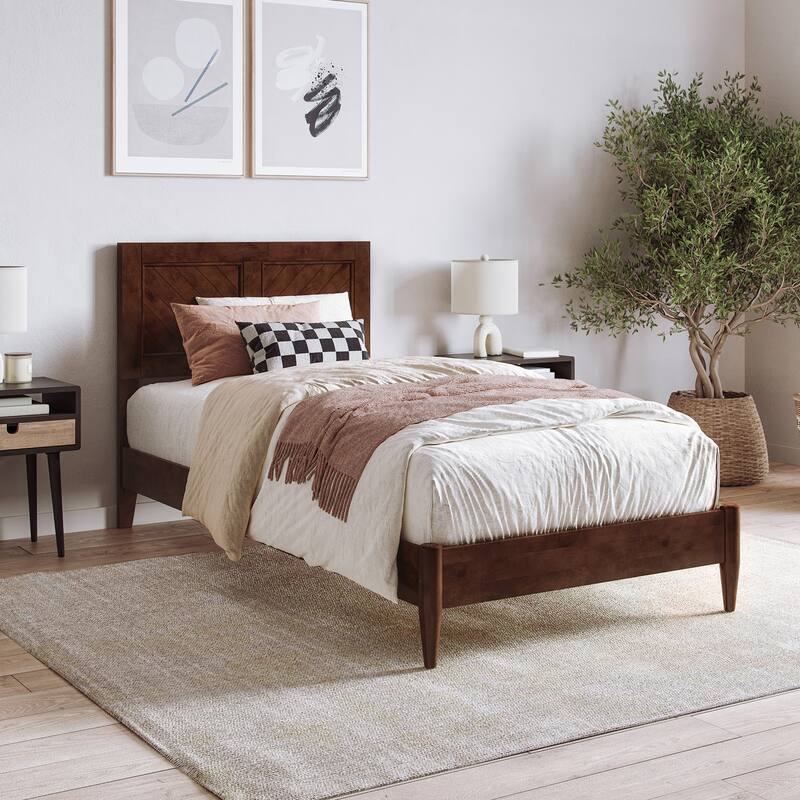 Berkshire Solid Wood Low Profile Platform Bed - Walnut - Twin XL