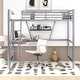 preview thumbnail 3 of 14, Silver Twin Size Loft Metal & MDF Bed with Desk and Shelf - Sturdy Frame, Built-in Workstation