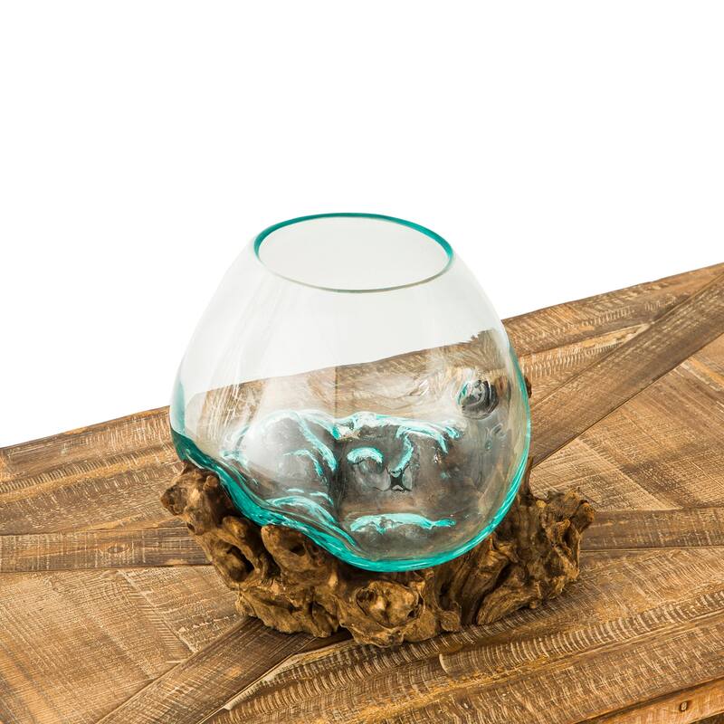 11 in. Medium Glass Planter on Driftwood