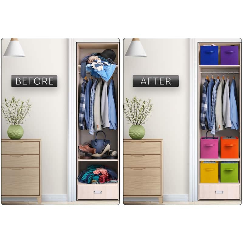 Sorbus Fabric Storage Bins 13" Foldable Cubes With Handles For Pantry, Cubbies, Toy And Closet Shelving Organization - 6Pk