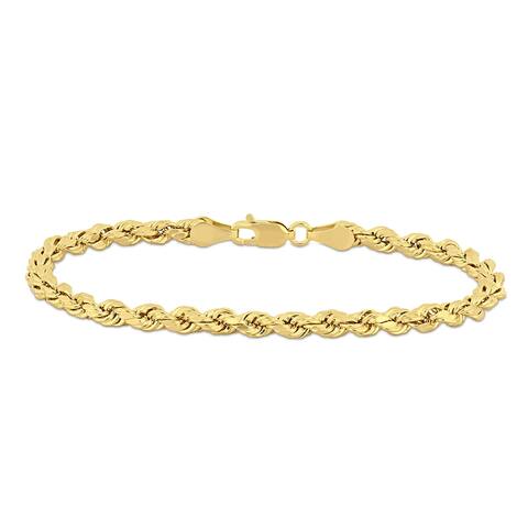 Miadora 10k Yellow Gold 7.25 Inch Rope Chain Bracelet