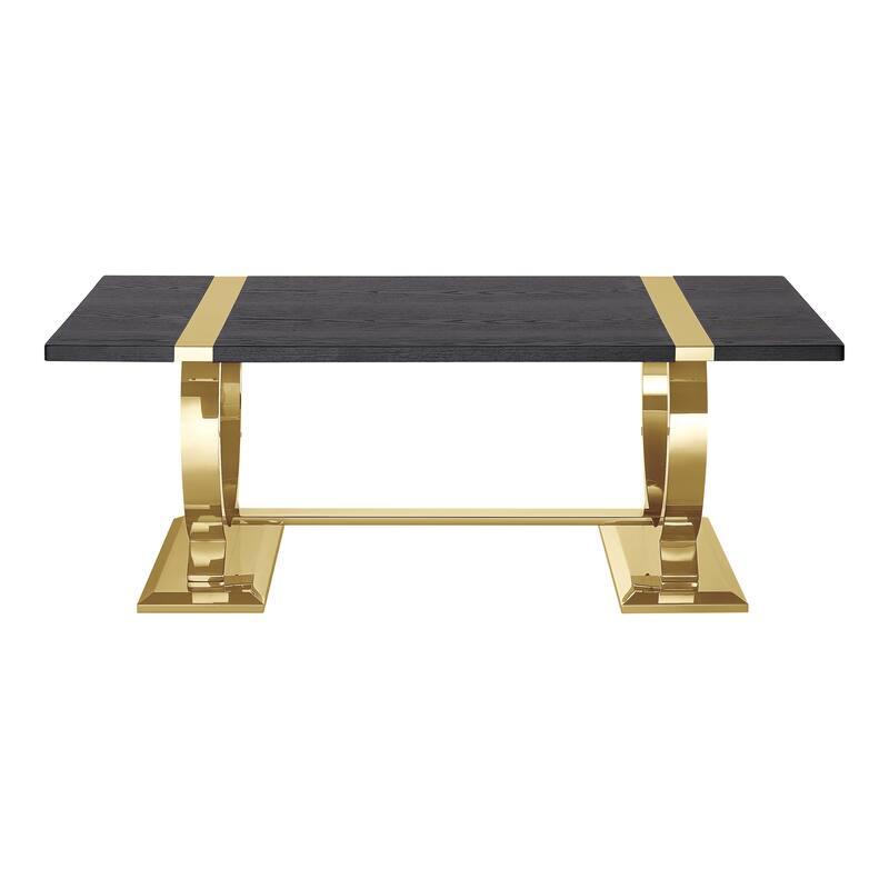Furniture of America Carra Modern 3-Piece Stainless Steel O-Shaped Trestle Base Coffee Table Set