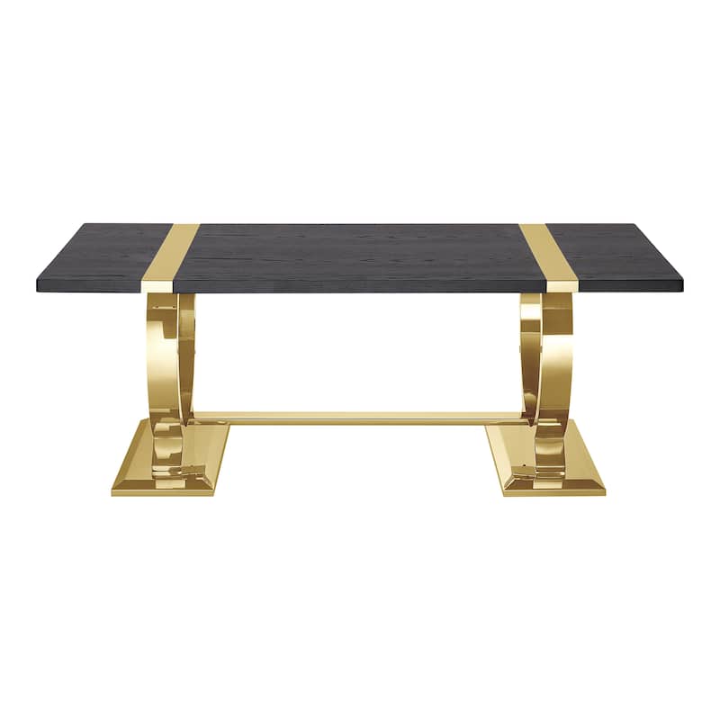 Furniture of America Carra Modern Stainless Steel O-Shaped Trestle Base Coffee Table