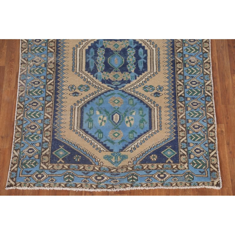 Bakhtiari Persian Vintage Area Rug Hand-Knotted Geometric Wool Carpet - 4'7"x 6'6"