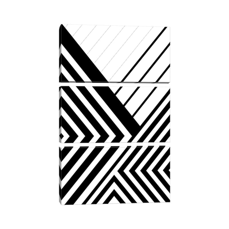 iCanvas "Black And White Geo Lines III" by Urban Epiphany 3-Piece Canvas Wall Art Set