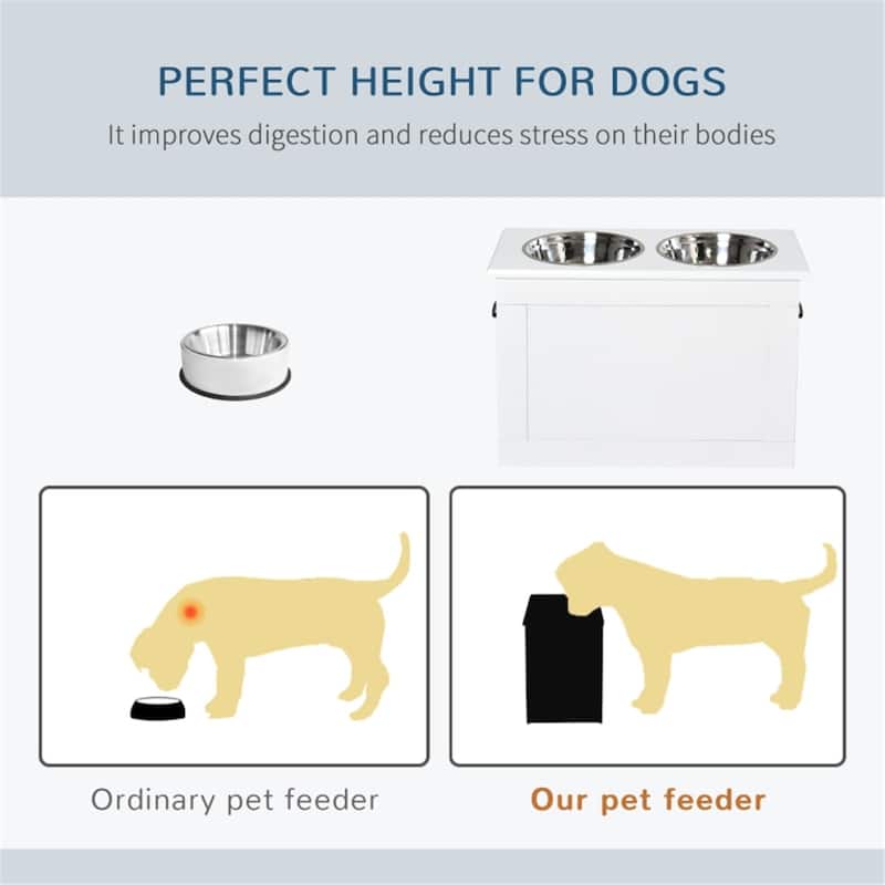 Dog Bowls, Pet Feeding Storage with Hollow Handles - 23.5"L x 11.75"W x 16.25"H