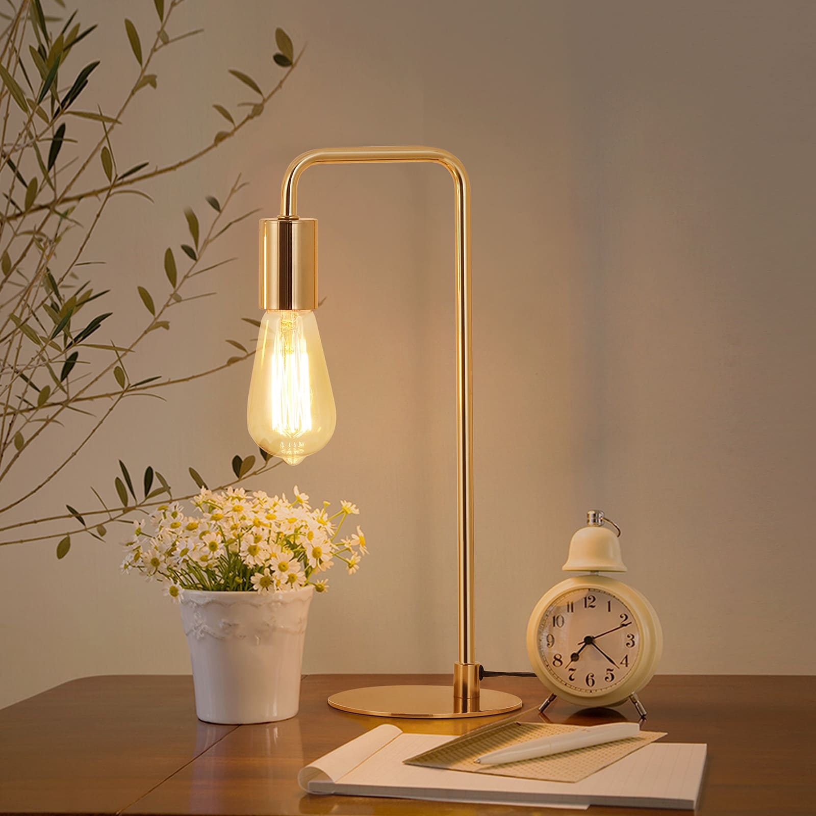 Edison Table Lamp, Industrial Desk Lamps Sets, Small Gold Metal