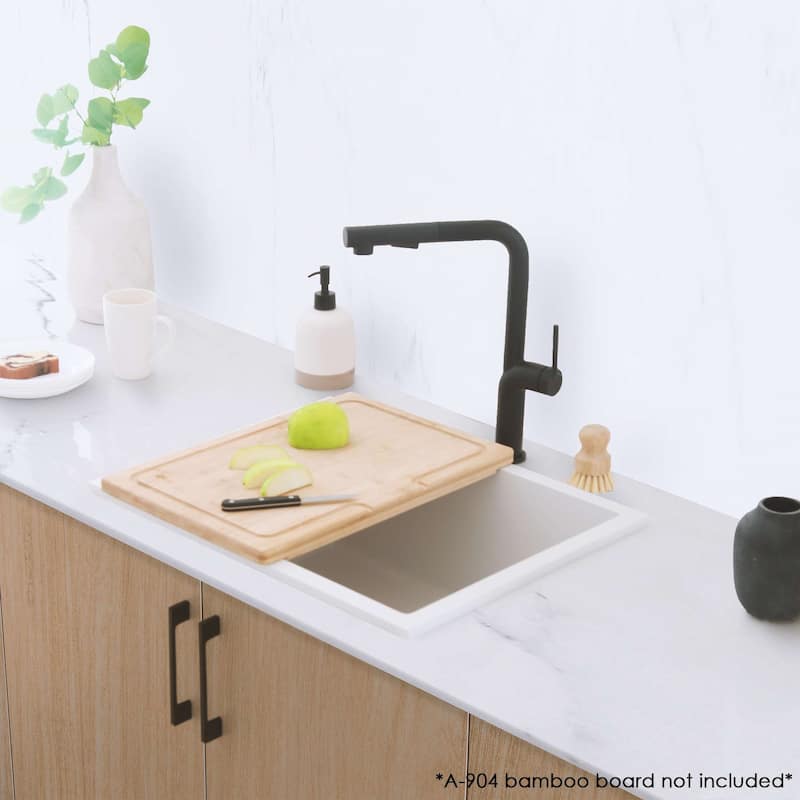 STYLISH Dual Mount 22" Single Bowl Composite Granite Kitchen Sink - 22" x 17.5" x 8.25"
