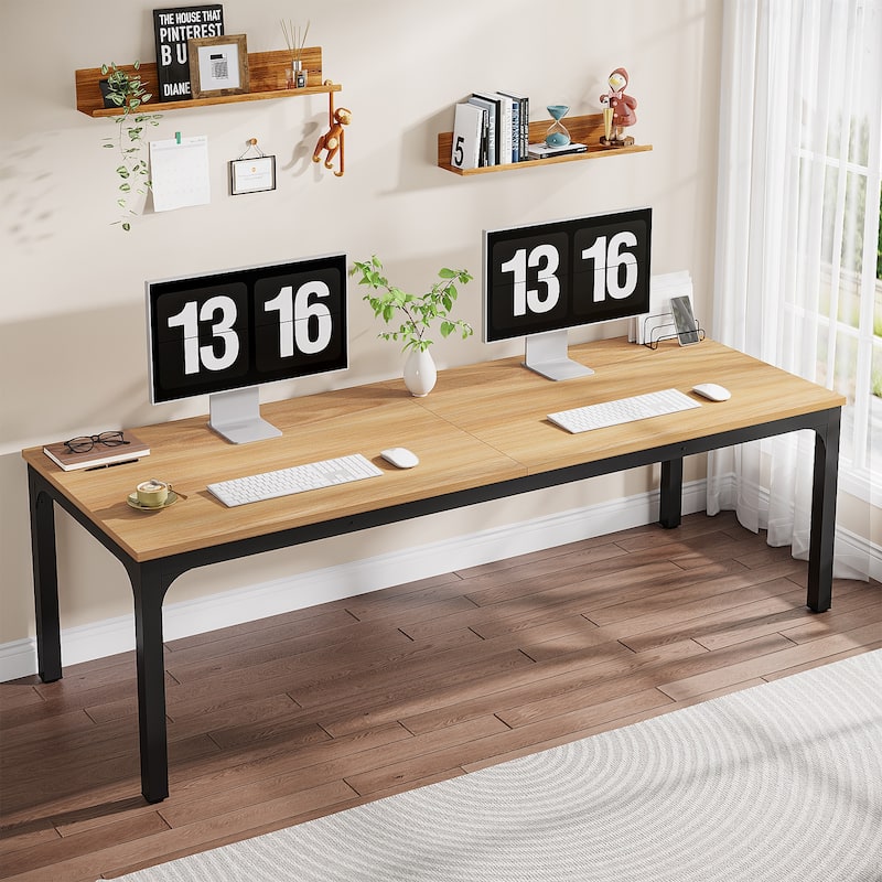 78.8" Extra Long 2 Person Computer Desk with Metal Legs for Home Office Bedroom - Natural