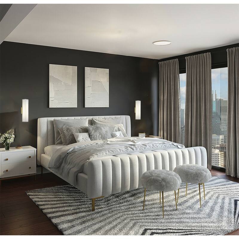 1-Light Matte Brass LED Wall Sconce With A Clear Frosted Glass Shade