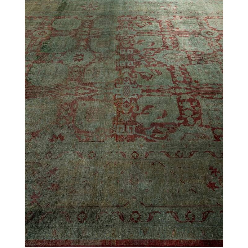 Overton Hand Knotted Wool Vintage Inspired Modern Contemporary Overdyed Gray Area Rug - 9' 0" x 12' 6"