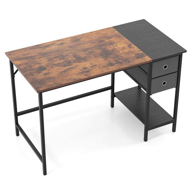 Costway 48” Computer Desk Industrial Home Office Desk with Open - Rustic Brown & Black - See Details