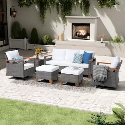 Outdoor 6-piece Sofa Set With Swivel Chair Patio Furniture