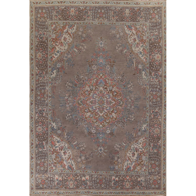Tabriz Vintage Persian Area Rug Handmade Wool Carpet - 9'9" x 12'9"