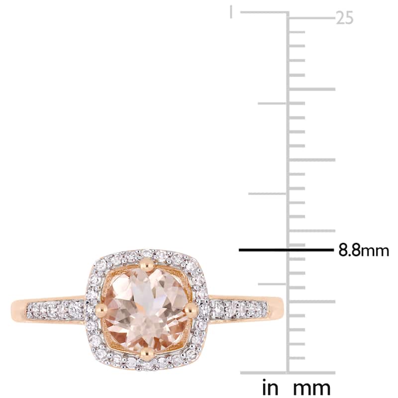 Miadora Signature Collection 10k Rose Gold Morganite and 1/7ct TDW Diamond Square Halo Engagement Ring