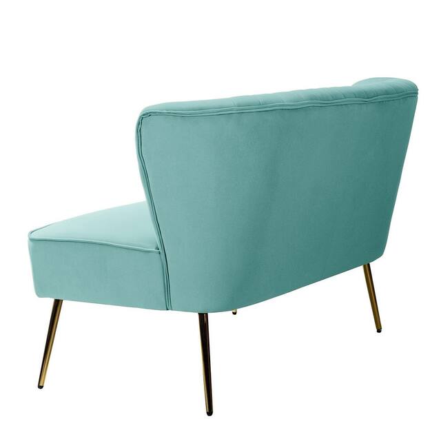 HULALA HOME Monica Modern Velvet Tufted Loveseat with Metal Legs