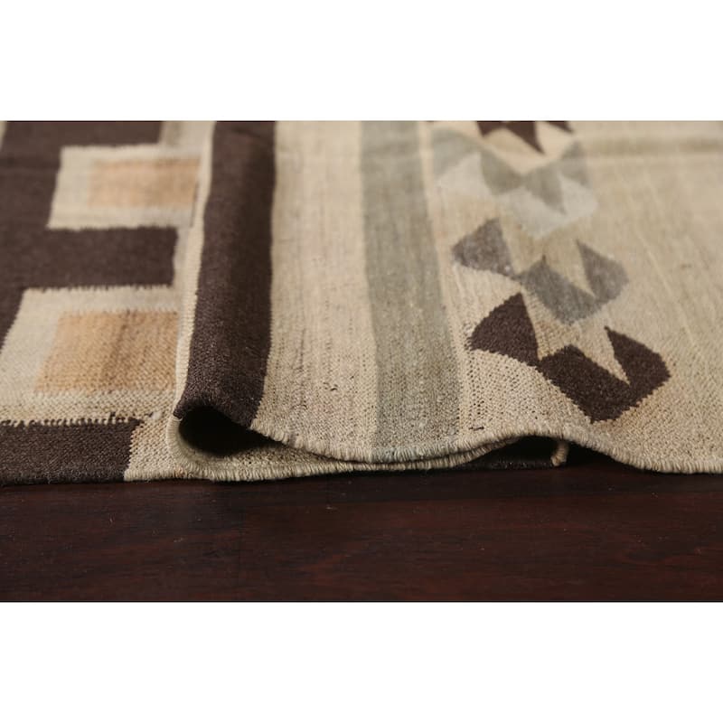 Natural Dye Kilim Geometric Tribal Oriental Area Rug Wool Flat-weave - 5'6" x 9'9"