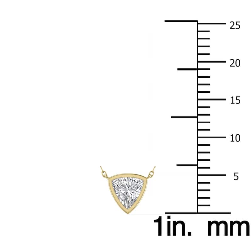 Marquee Lab Grown 1/2 Carat Trillion Shaped Bezel Set Diamond Solitaire Pendant in 14K Yellow Gold