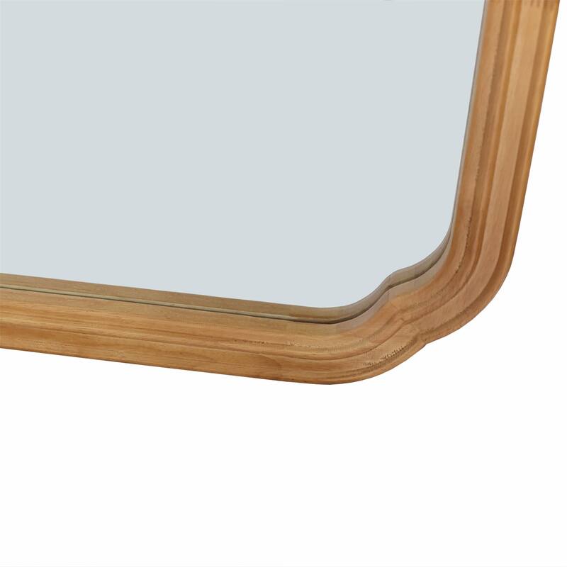 Wood Framed Functional Wall Mirror with Cabinet and Adjustable Shelves