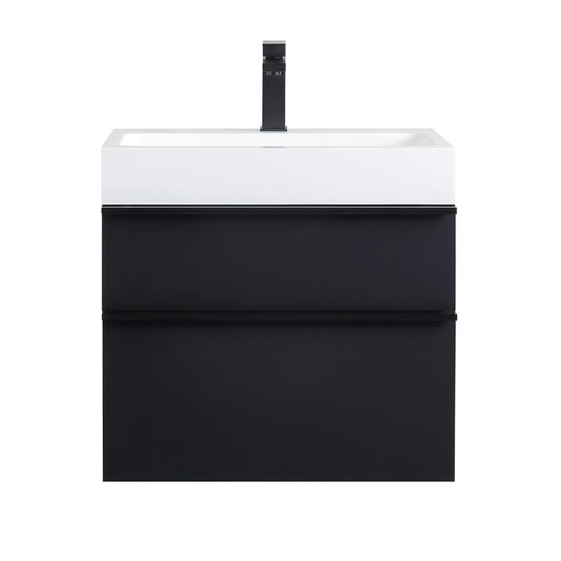 24" Wall Mounted Bathroom Vanity with Integrated Acrylic Sink, 2 Soft-Close Drawers