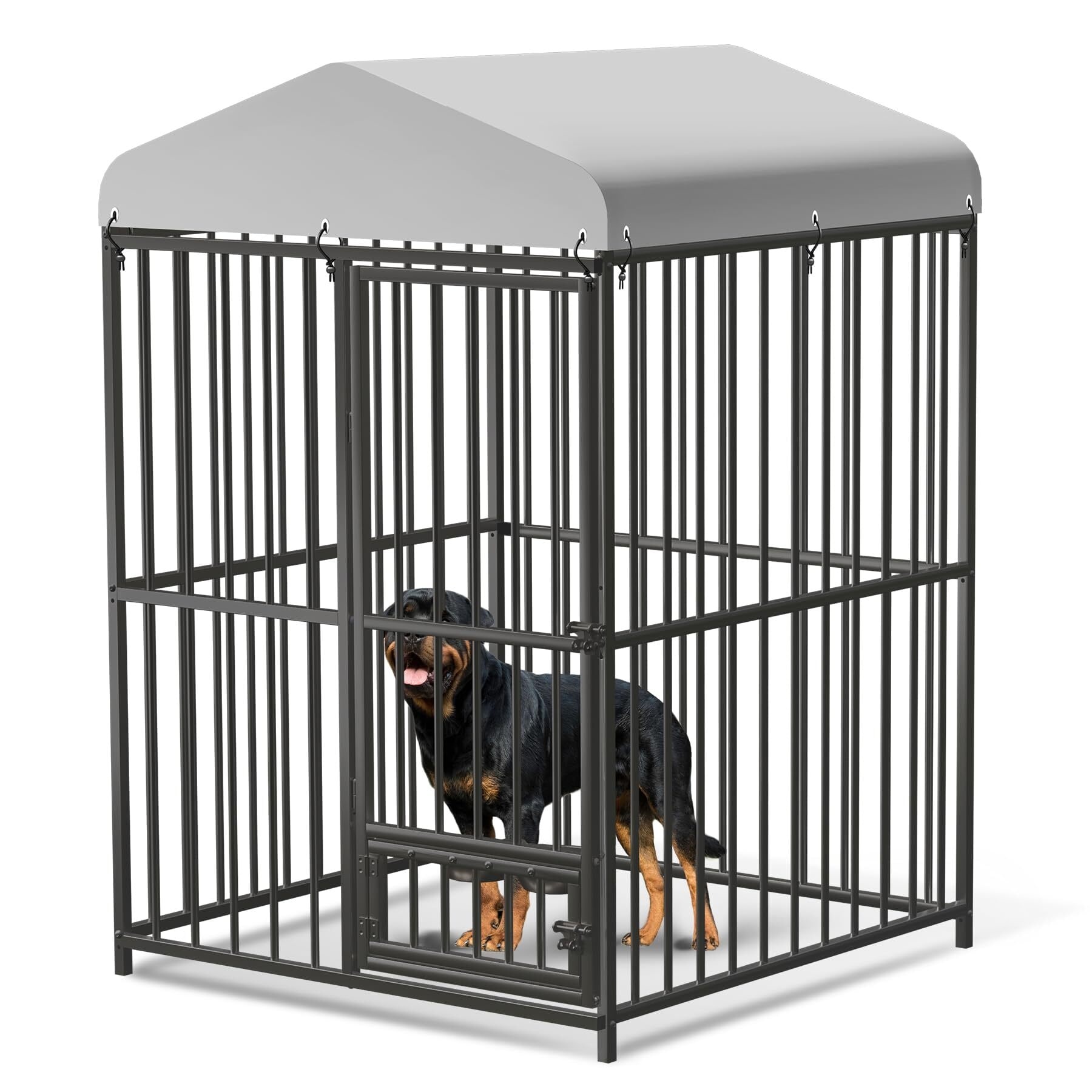Large Outdoor Dog Kennel, 4x4x6FT Heavy Duty Dog Cage with Roof