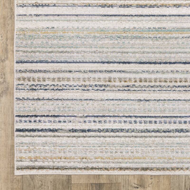 Calliope Textural Geometric Striped Beige/ Multi Area Rug