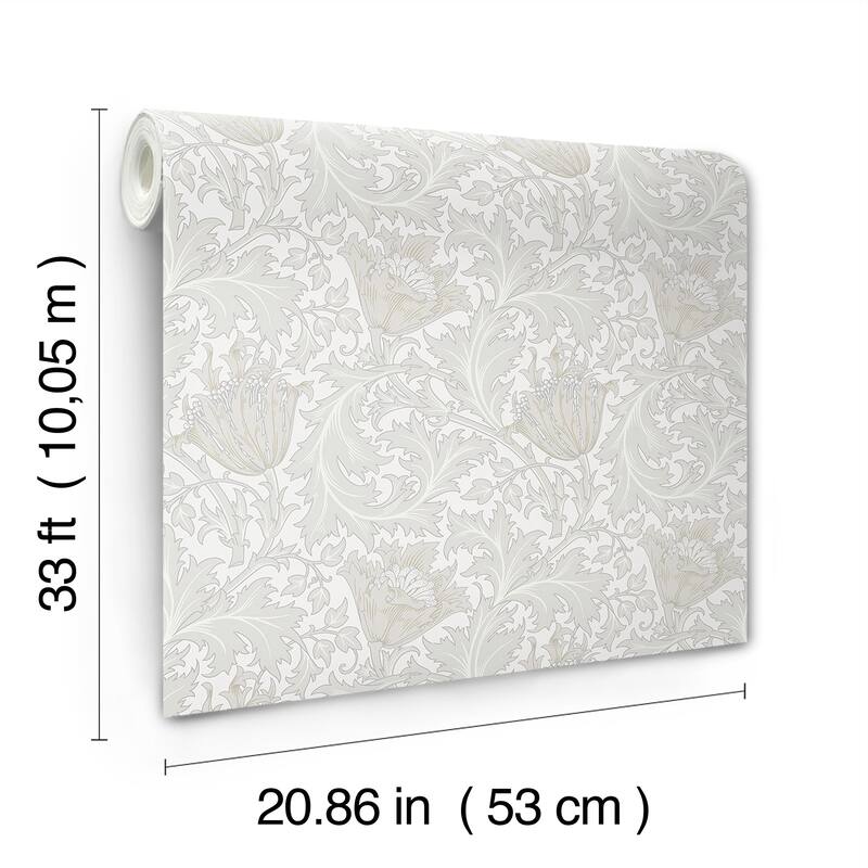 A-Street Prints Anemone Dove Floral Trail Wallpaper