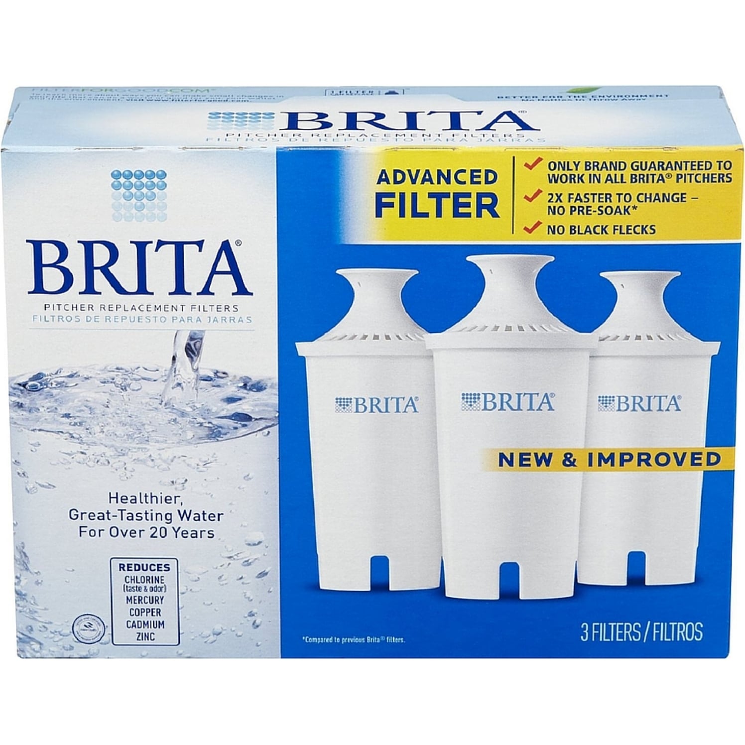white 4 Pack Brita Pitcher Replacement Filters for most Brita Pitchers