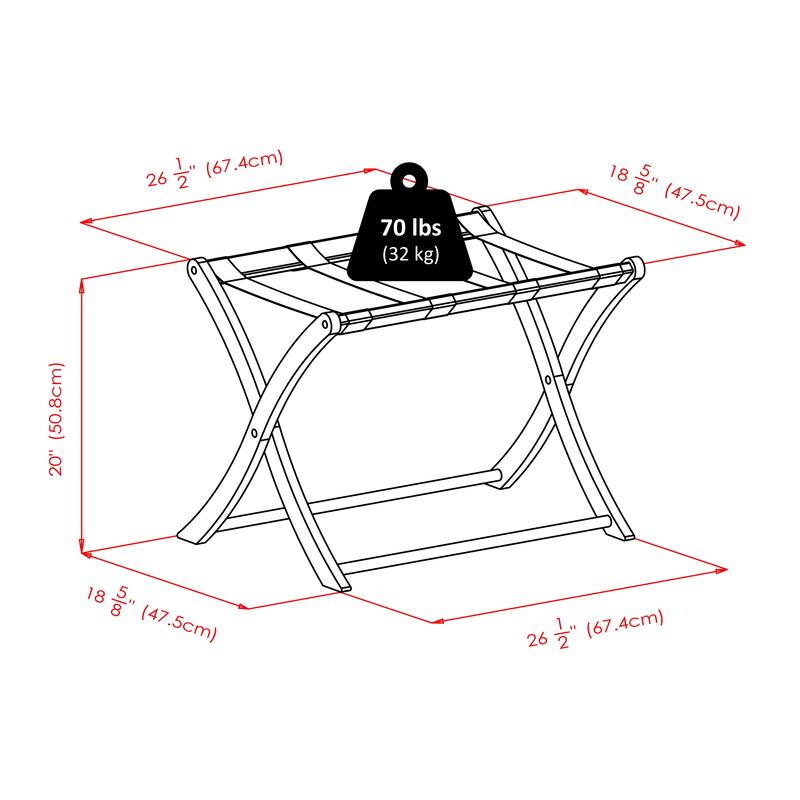 Foldable Wooden Luggage Rack Convenient Travel Companion - 26.54 x 18.66 x 20 inches