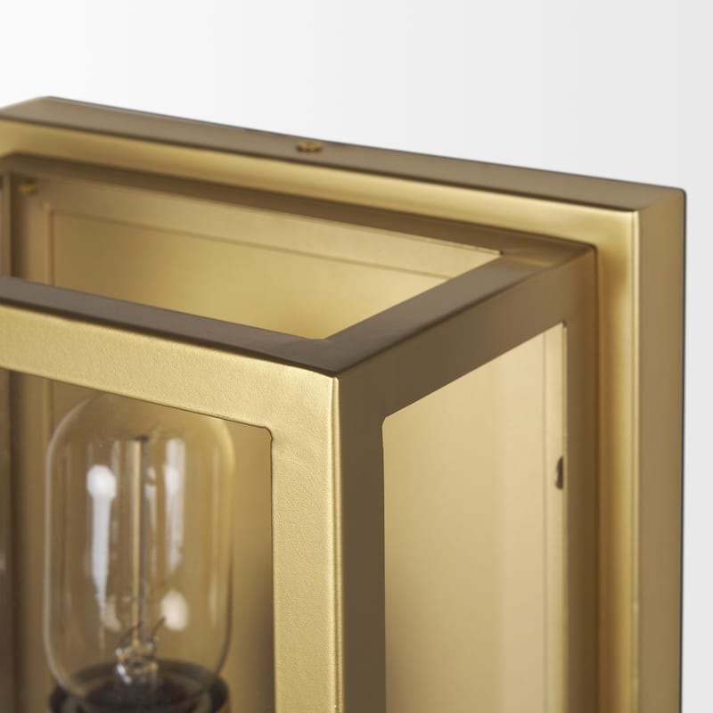 Cairn Brushed Gold Metal w/ Glass 1-Light Wall Sconce - 7.9L x 5.1W x 10.6H