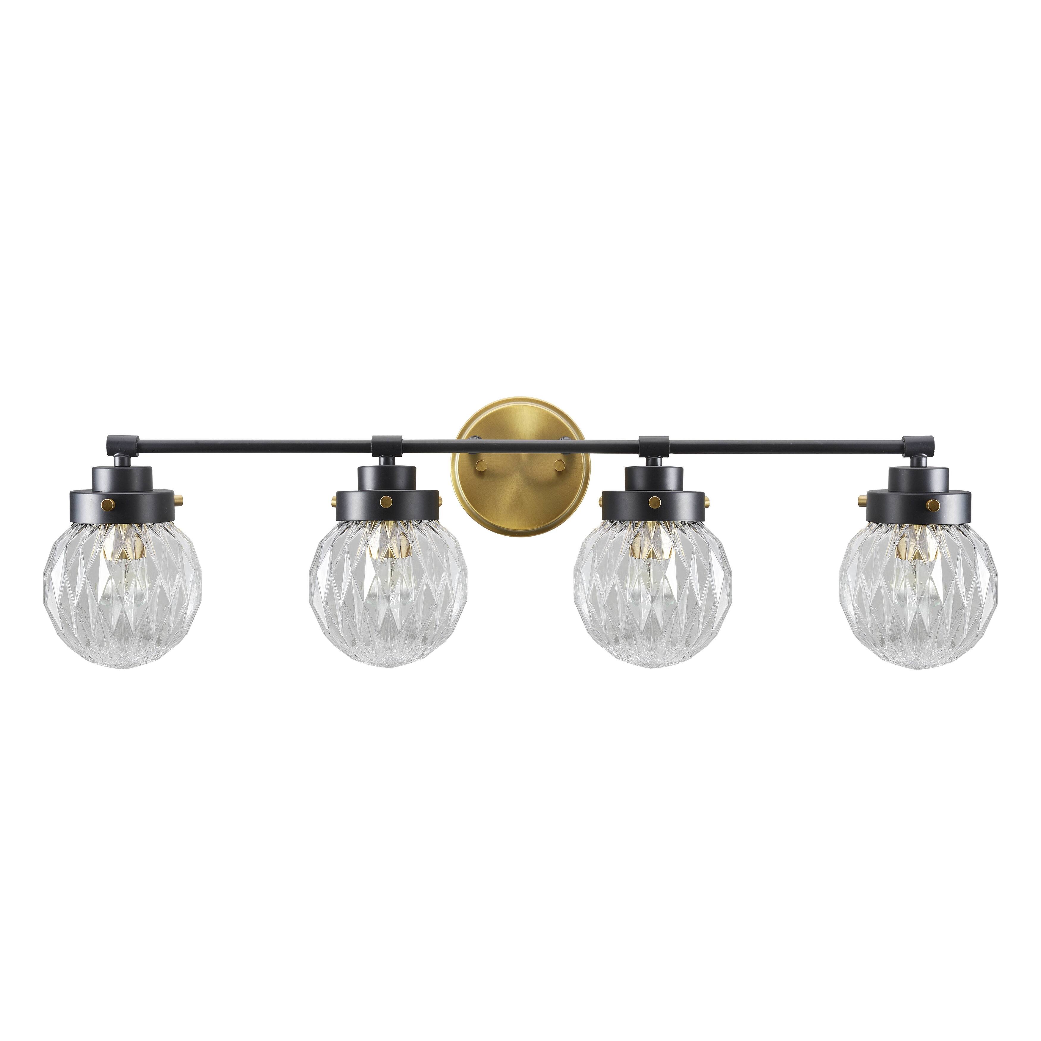Aspen Creative Bathroom Vanity 4 Lights Fixture, Gold/Black Bed Bath