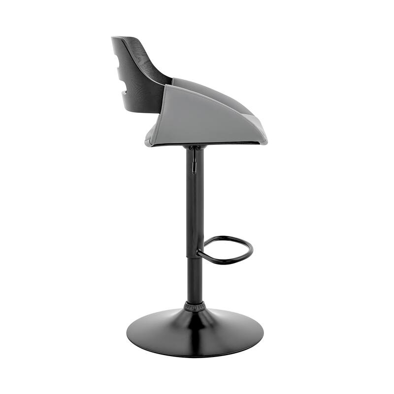 Karter Faux Leather and Wood Adjustable Swivel Bar Stool