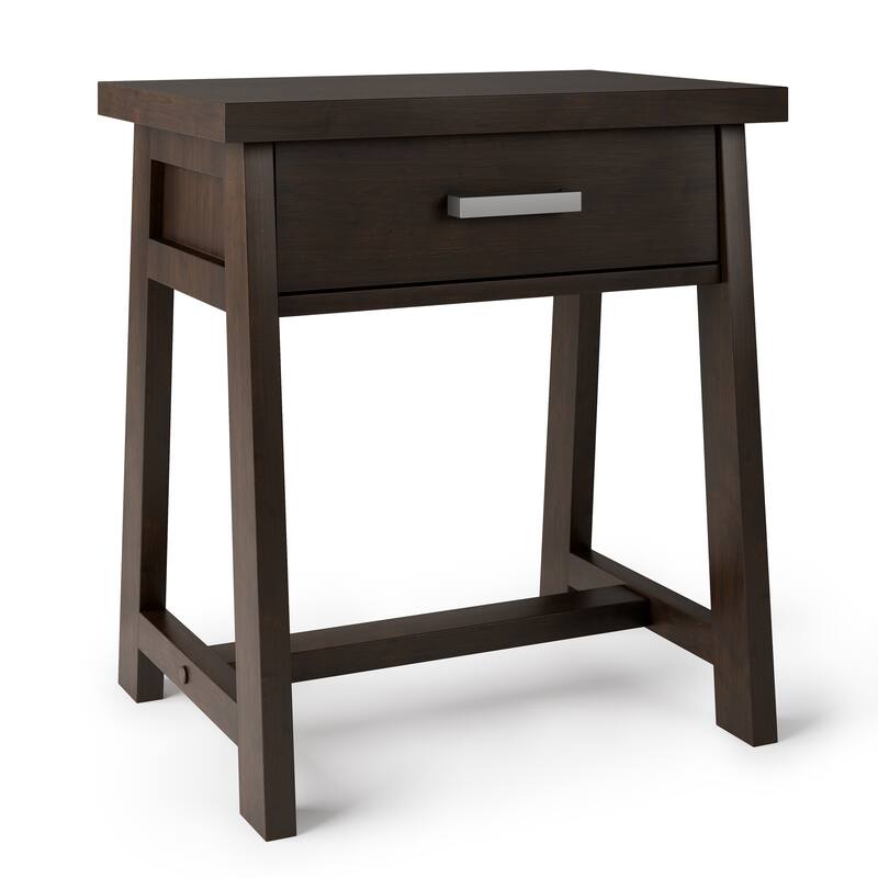 WYNDENHALL Hawkins SOLID WOOD 24 inch Wide Modern Industrial Bedside Nightstand Table