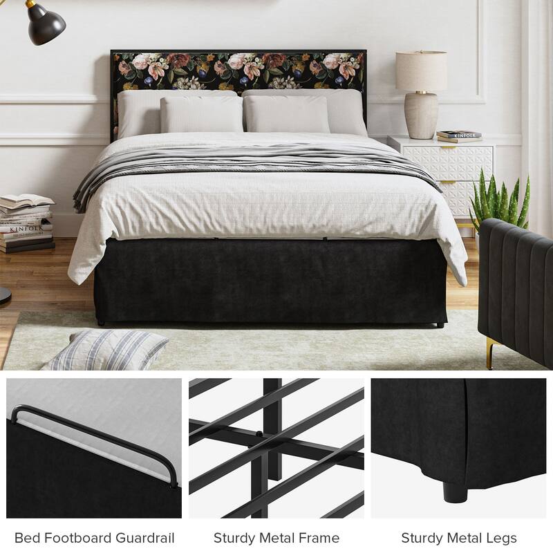Oliver Modern Washable Slipcover Bed Upholstered Metal by HULALA HOME