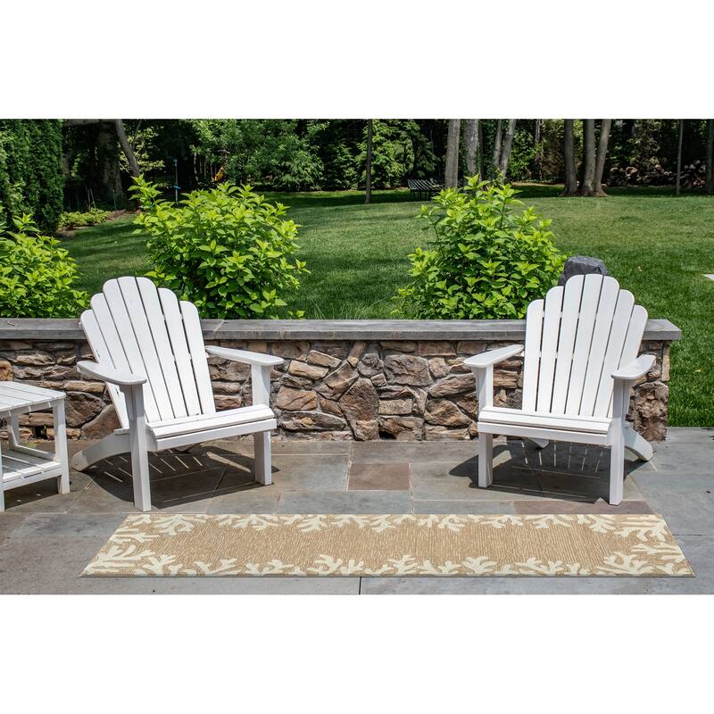 Liora Manne Capri Coral Border Indoor/Outdoor Rug - 2' x 8' - Neutral