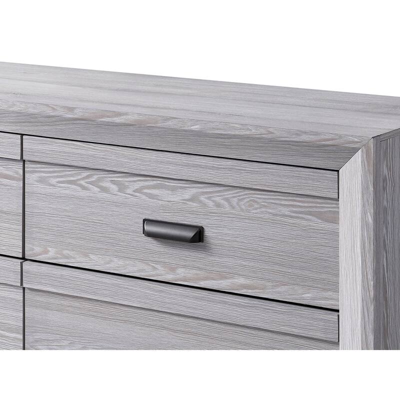 1pc Contemporary Nightstand End Table with Two Storage Drawers - Grey
