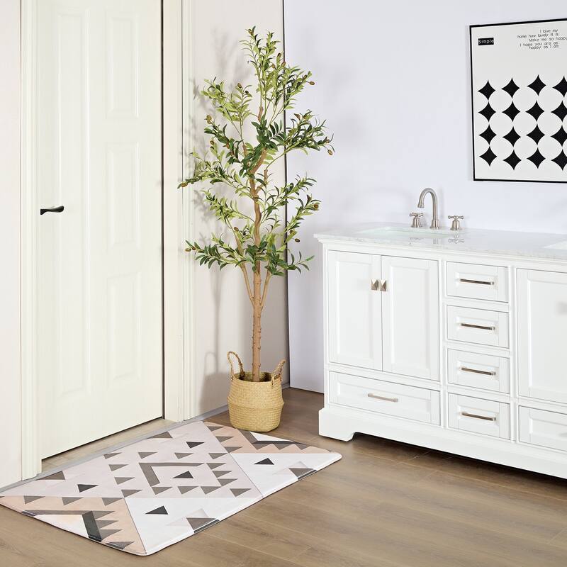 VECELO Set of 2 Artificial Olive Trees Lifelike Silk Leaves with Solid Wood Trunk 59 and 71-inch Tall for Home and Office Decor