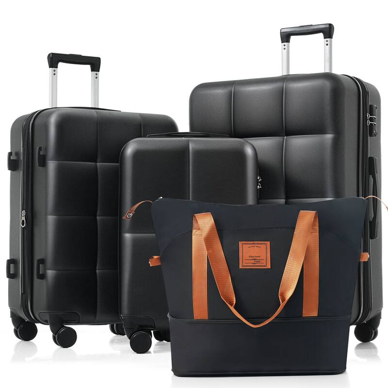 Luggage Sets 4 Piece,20-inch with USB Port,ABS Durable Suitcase with Travel Bag,Cup Holder,ABS Hard Shell with Spinner Wheels
